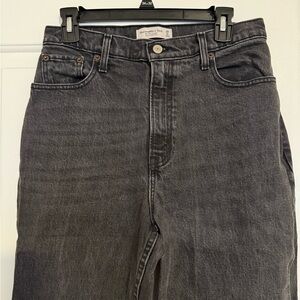 Abercrombie Curve Love Ultra High 90s Straight Black Jeans - Long